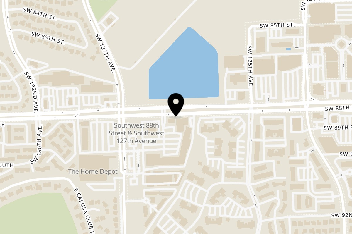 Map showing the location of KIMBOP on 12578 SW 88th St in Miami